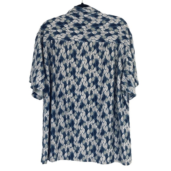Columbia Linen Blend Shirt Mens XL Blue Leaf Print S/S Button Up Casual - Picture 2 of 10